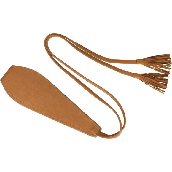 Womens Faux Suede Tassel Belt Vintage Bow Tie Waistband for Dress or Coat